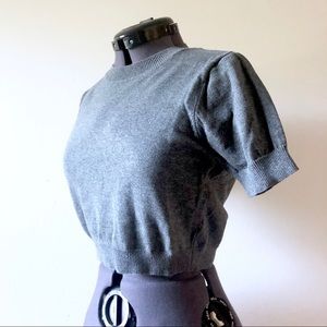 Gray Cropped Short-sleeve Sweater